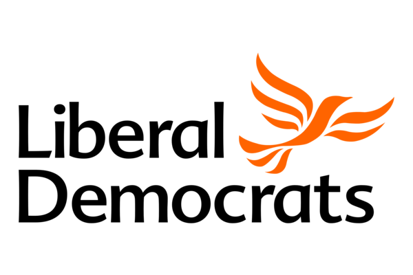 Liberal Democrats "Liberal Democrats" beneath the bird in flight in orange
