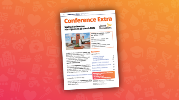 The front cover of "Conference Extra" on a magenta-gold gradient background.